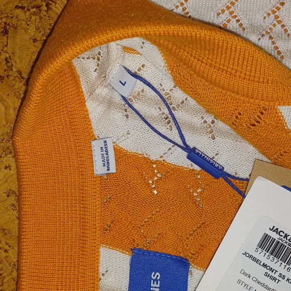 Jack & Jones Retro Look Jorbelmont Knitted Shirt Men's Size L, NWT - Picture 3 of 7